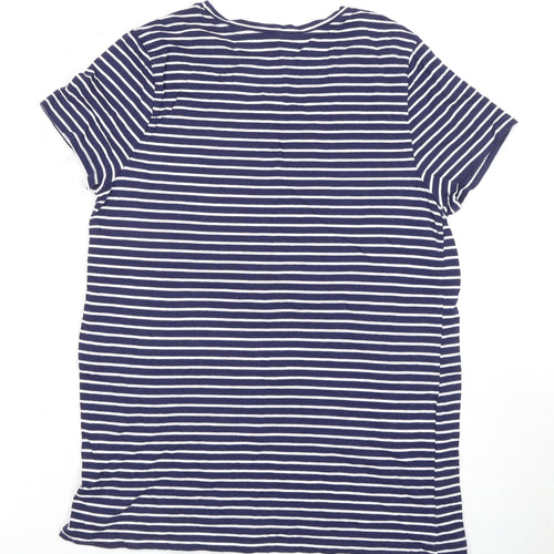Gap Women's Blue Striped T-Shirt, L, Casual Classic