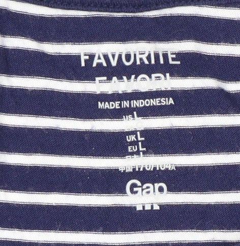 Gap Women's Blue Striped T-Shirt, L, Casual Classic