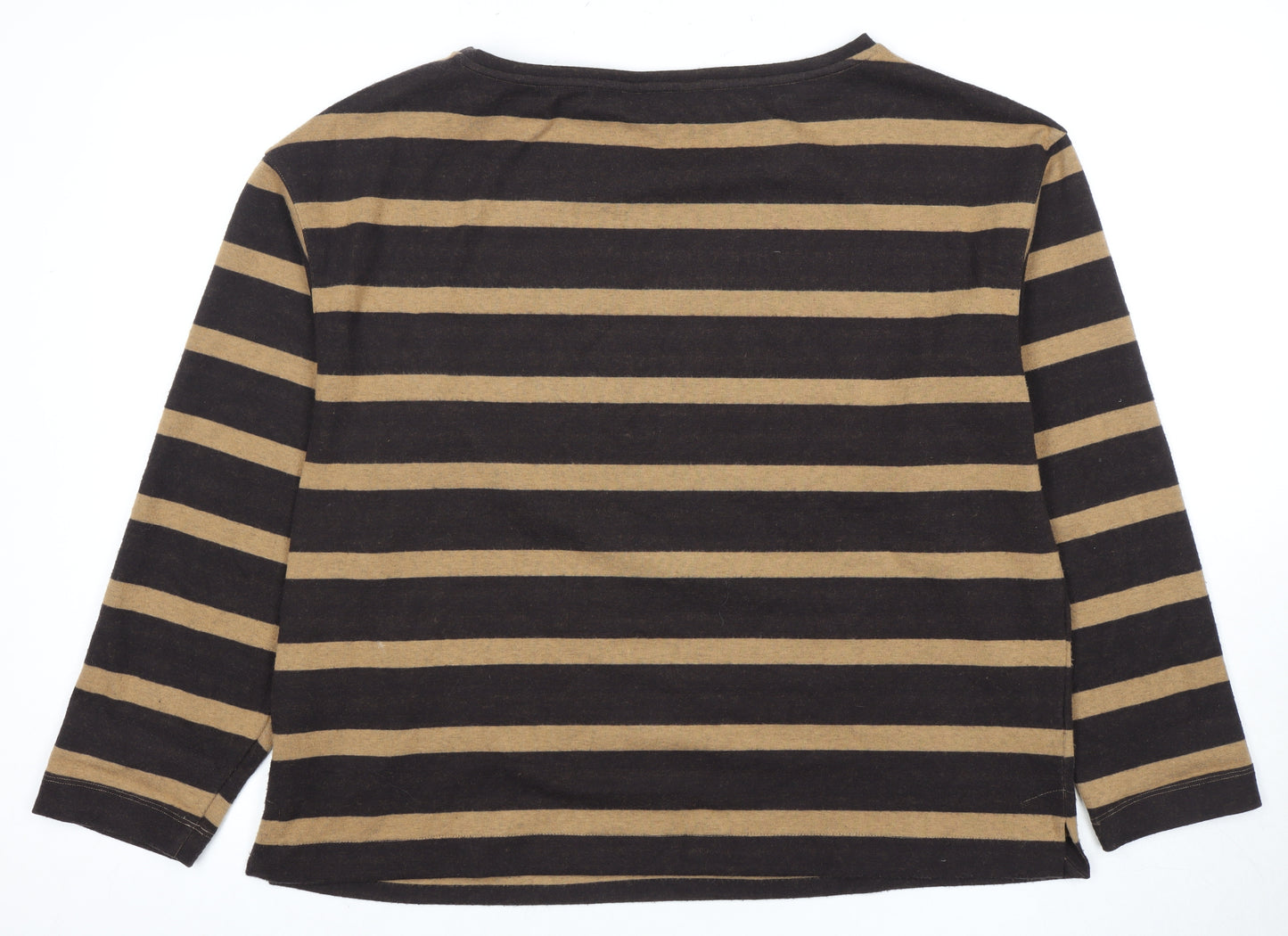Marks and Spencer Women's Brown Striped T-Shirt Size 16
