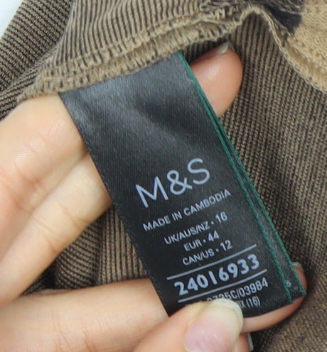 Marks and Spencer Women's Brown Striped T-Shirt Size 16