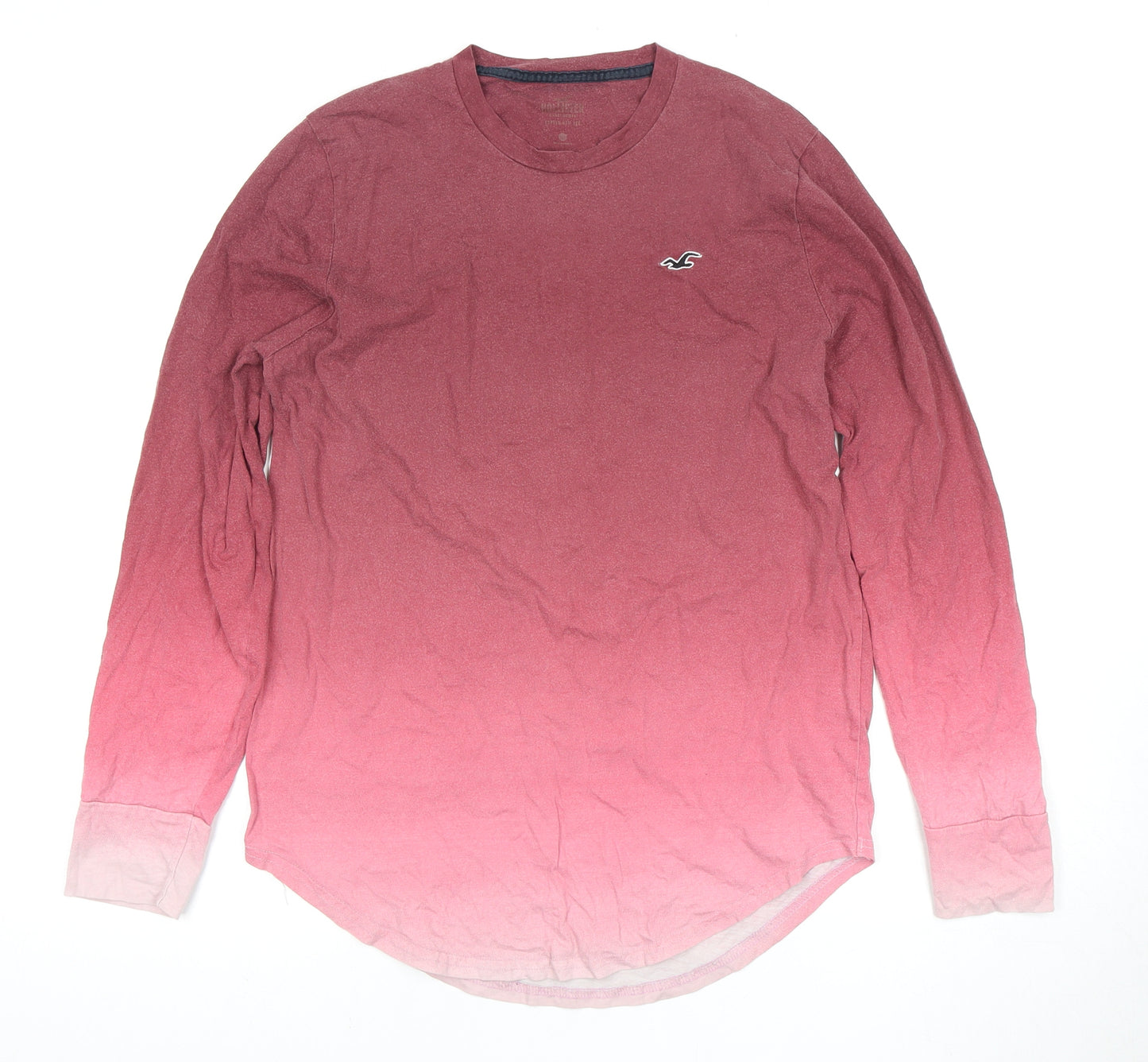 Hollister Men's Red Long Sleeve Crew Neck T-Shirt