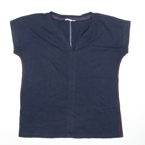 White Stuff Women's Blue V-Neck T-Shirt Size 12
