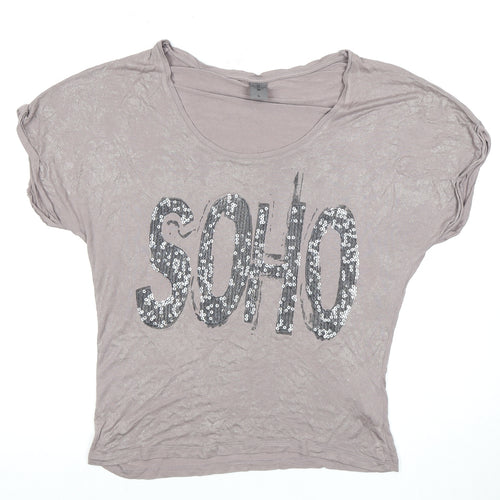 Vero Moda Women's Grey Sequined T-Shirt, Size L