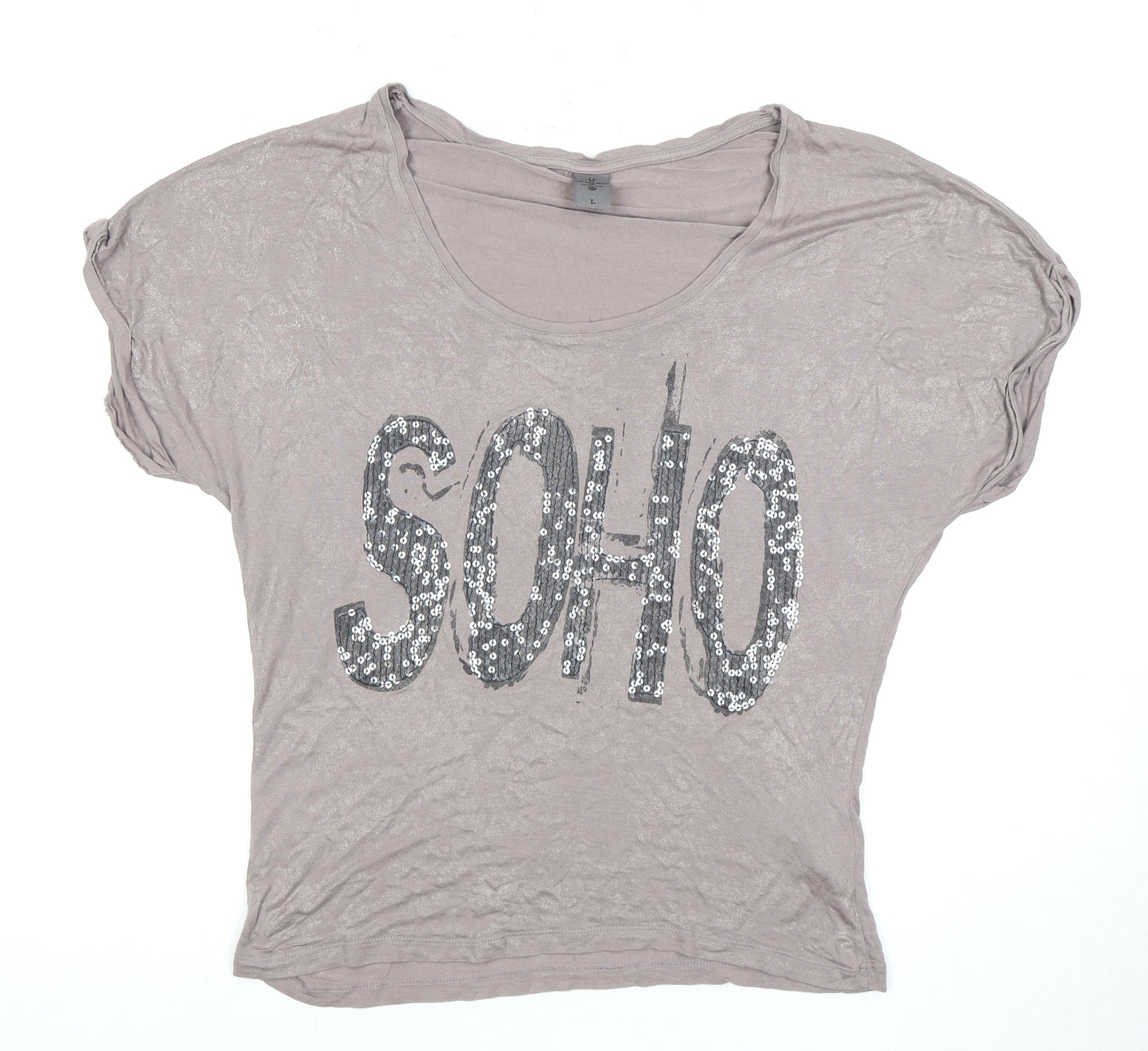 Vero Moda Women's Grey Sequined T-Shirt, Size L