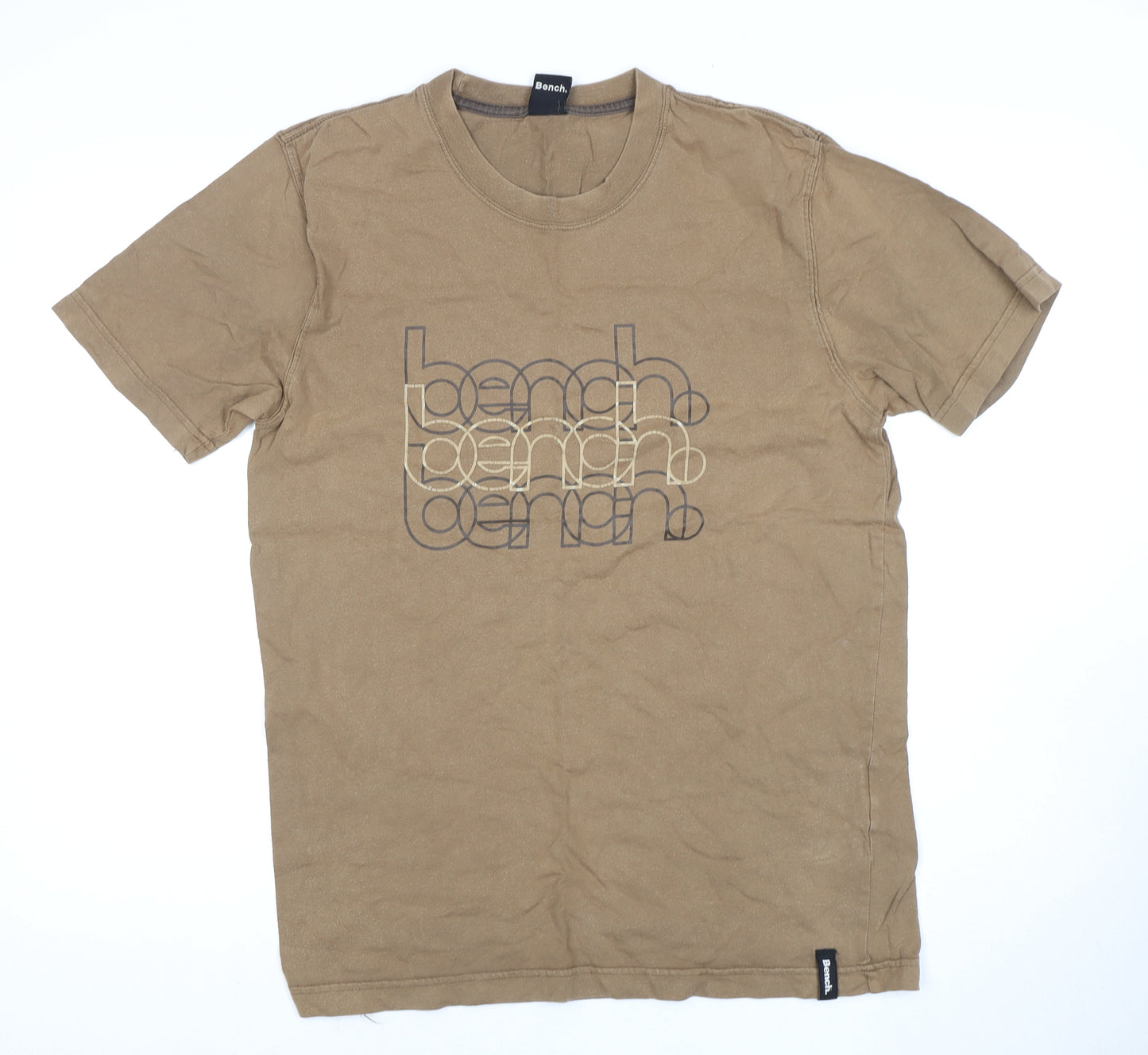 Bench Men's Brown L Short Sleeve Crew Neck T-Shirt Logo