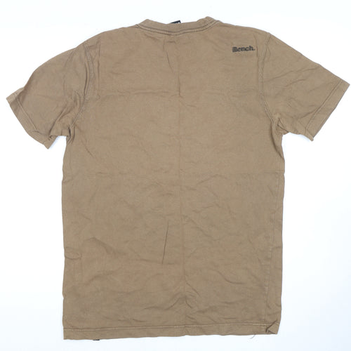 Bench Men's Brown L Short Sleeve Crew Neck T-Shirt Logo