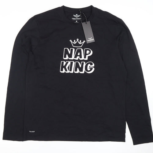 Threadbare Men's Black 'Nap King' M Pyjama Top