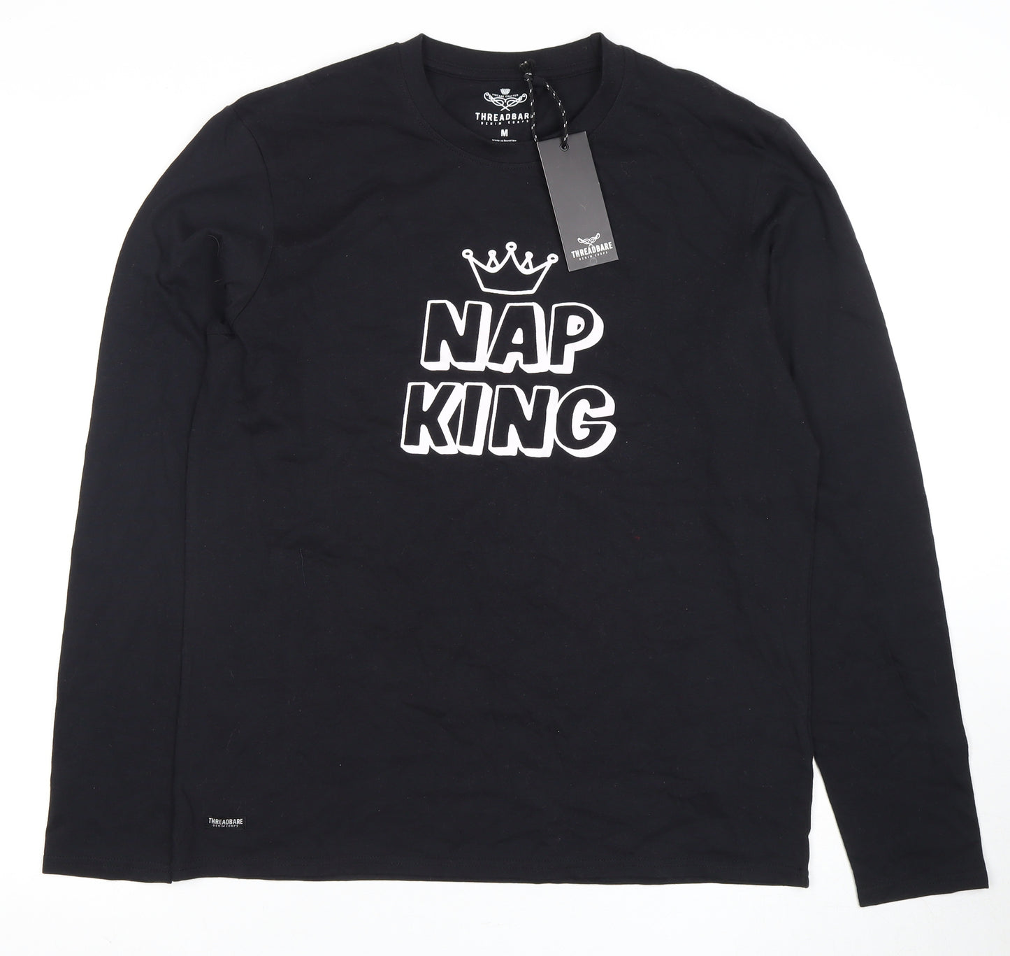 Threadbare Men's Black 'Nap King' M Pyjama Top