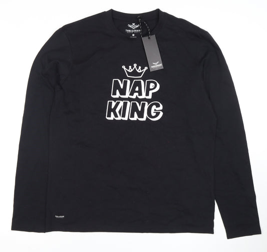 Threadbare Men's Black 'Nap King' M Pyjama Top