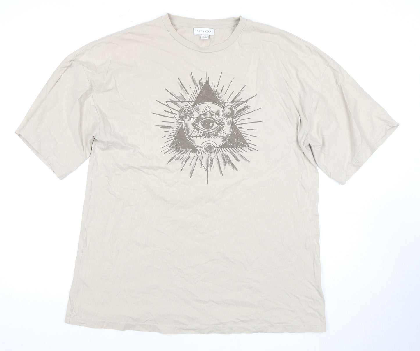 Topshop Beige Women's T-Shirt Size S Eye Theme
