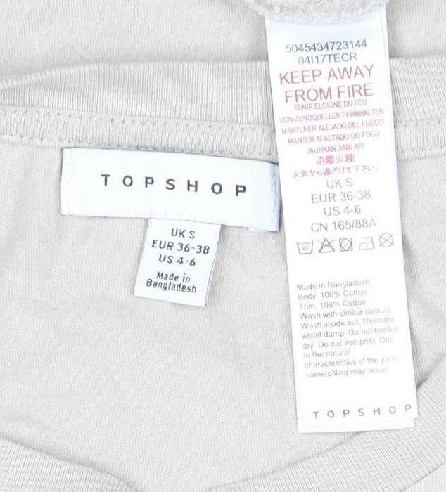 Topshop Beige Women's T-Shirt Size S Eye Theme