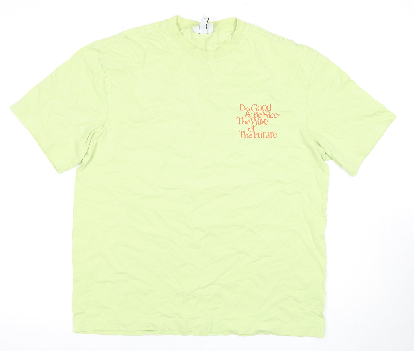 H&M Green Men's Relaxed Fit Graphic T-Shirt Medium