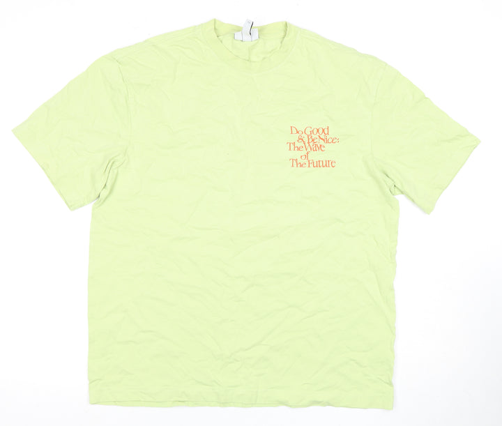 H&M Green Men's Relaxed Fit Graphic T-Shirt Medium