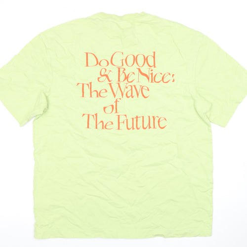 H&M Green Men's Relaxed Fit Graphic T-Shirt Medium