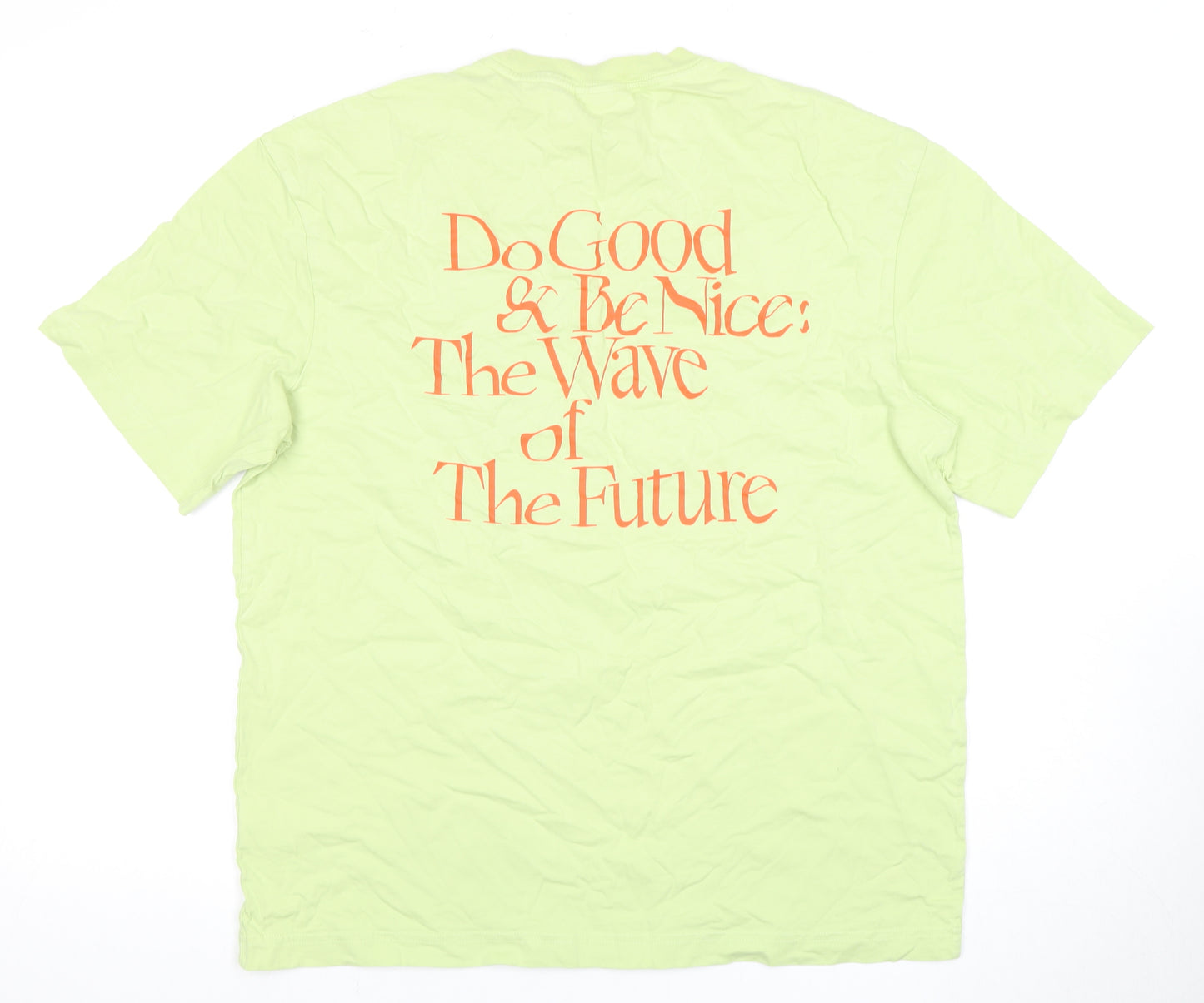 H&M Green Men's Relaxed Fit Graphic T-Shirt Medium