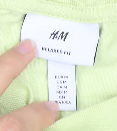 H&M Green Men's Relaxed Fit Graphic T-Shirt Medium