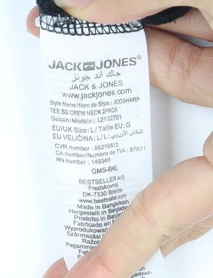 Jack and Jones Men's Black Logo T-Shirt, Size L