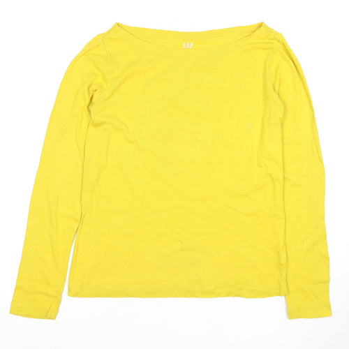 GAP Women's Yellow Long Sleeve Boat Neck Top, Size S