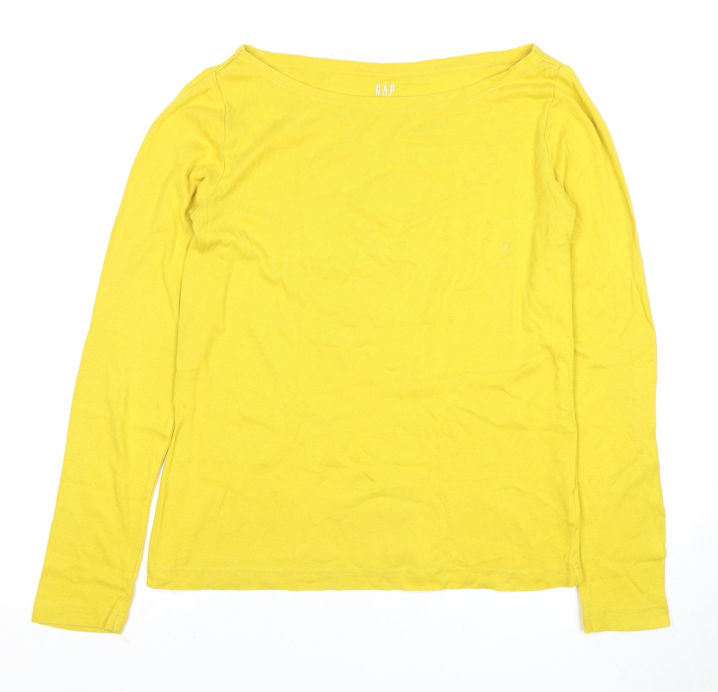 GAP Women's Yellow Long Sleeve Boat Neck Top, Size S