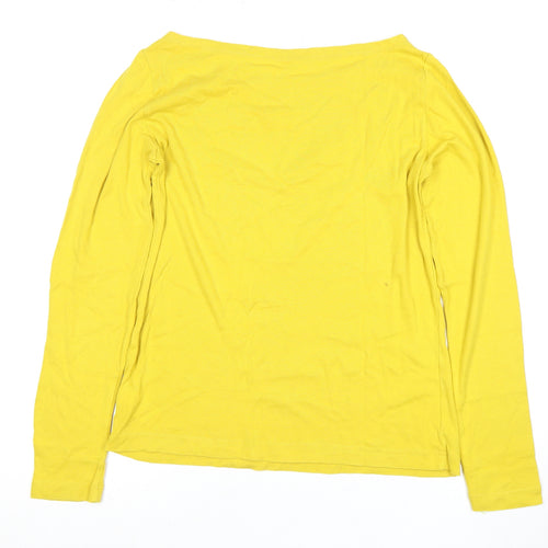 GAP Women's Yellow Long Sleeve Boat Neck Top, Size S