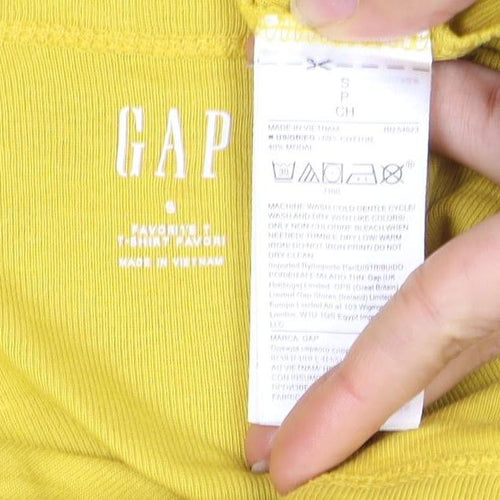 GAP Women's Yellow Long Sleeve Boat Neck Top, Size S