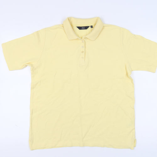 Isle Essentials Yellow Polo Unisex L Collared Cotton