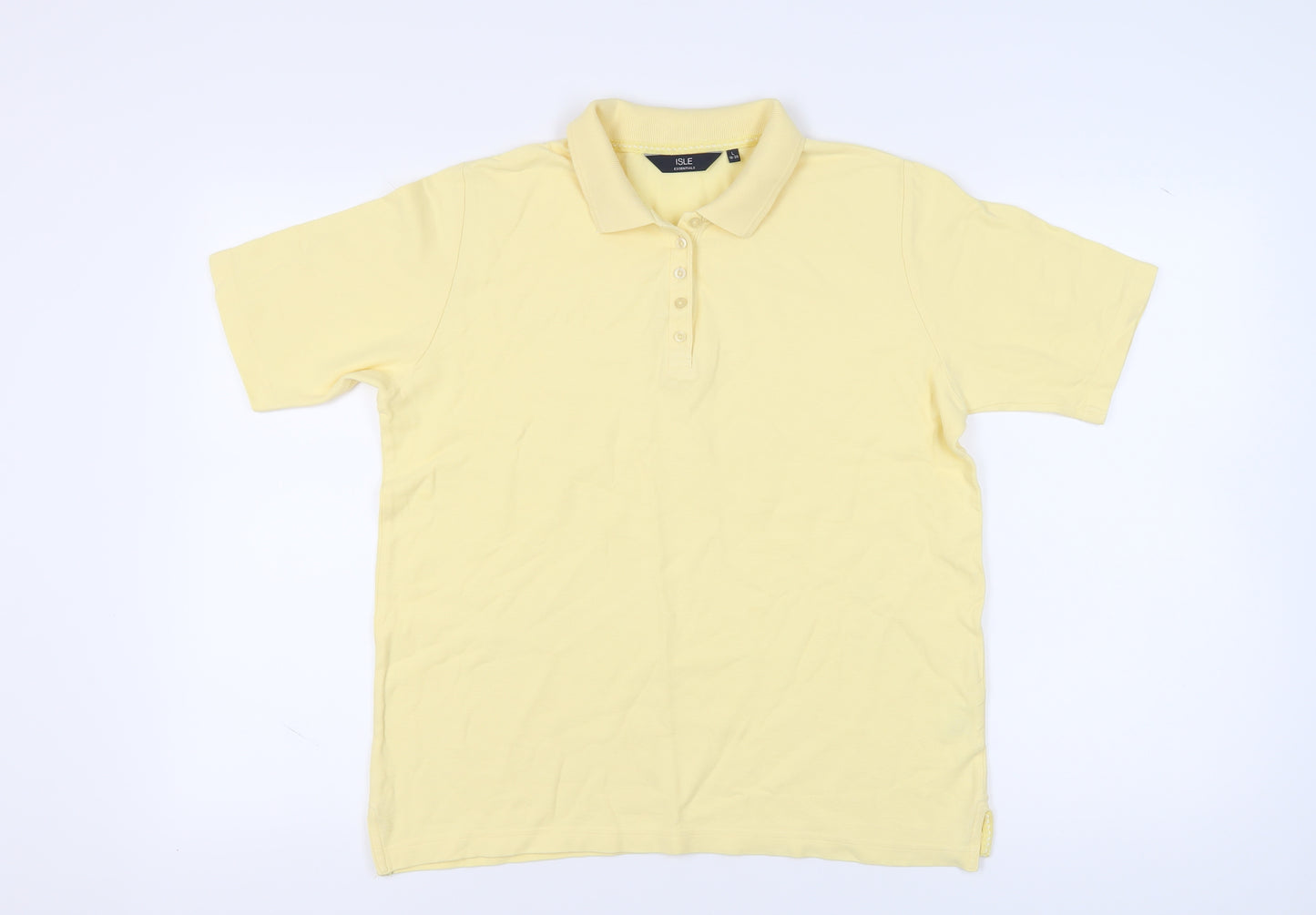 Isle Essentials Yellow Polo Unisex L Collared Cotton