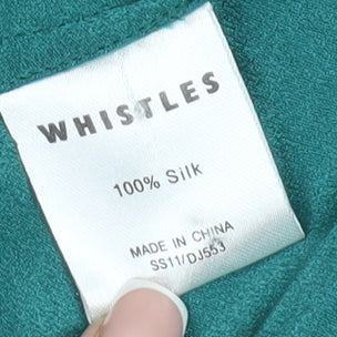 Whistles Women's Green Silk V-Neck Dress Size 8