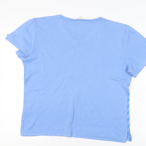 Lakeland Women's Blue Floral V-Neck T-Shirt, Size L