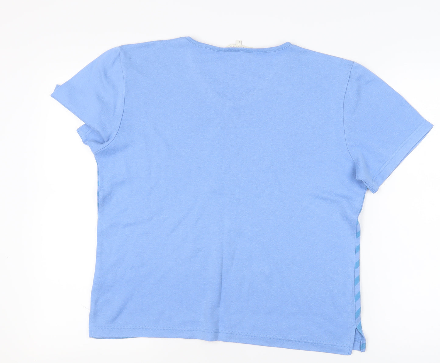 Lakeland Women's Blue Floral V-Neck T-Shirt, Size L