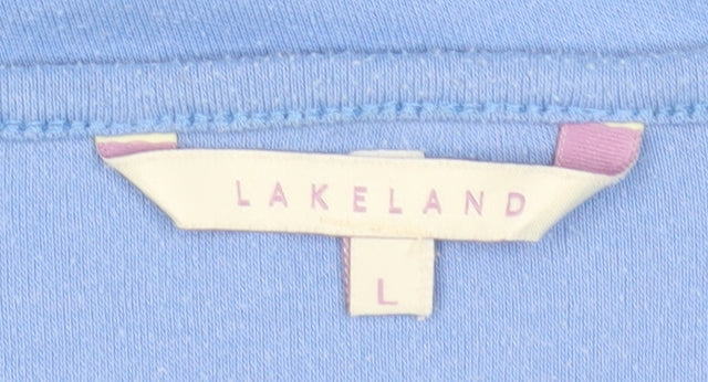 Lakeland Women's Blue Floral V-Neck T-Shirt, Size L