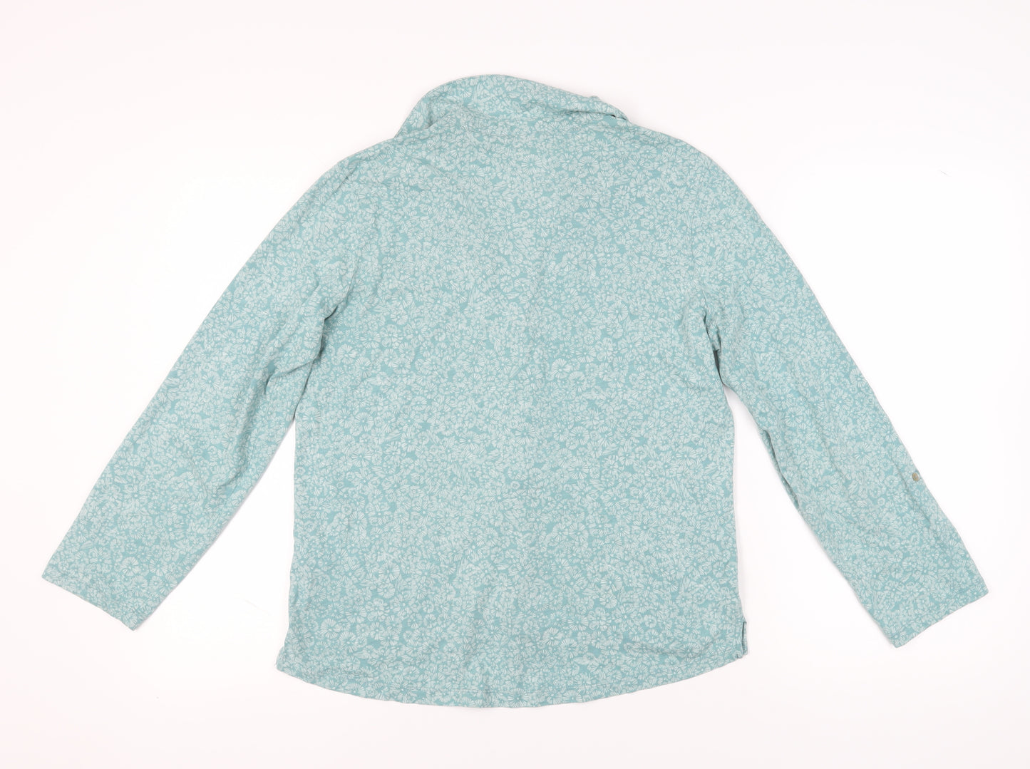 White Stuff Women's Blue Floral Button-Up Shirt Size 14