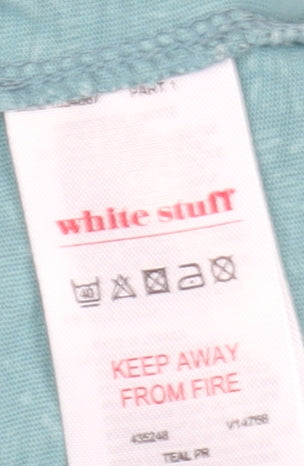 White Stuff Women's Blue Floral Button-Up Shirt Size 14