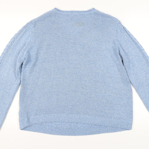 ISLE Women's Blue V-Neck Pullover Jumper M