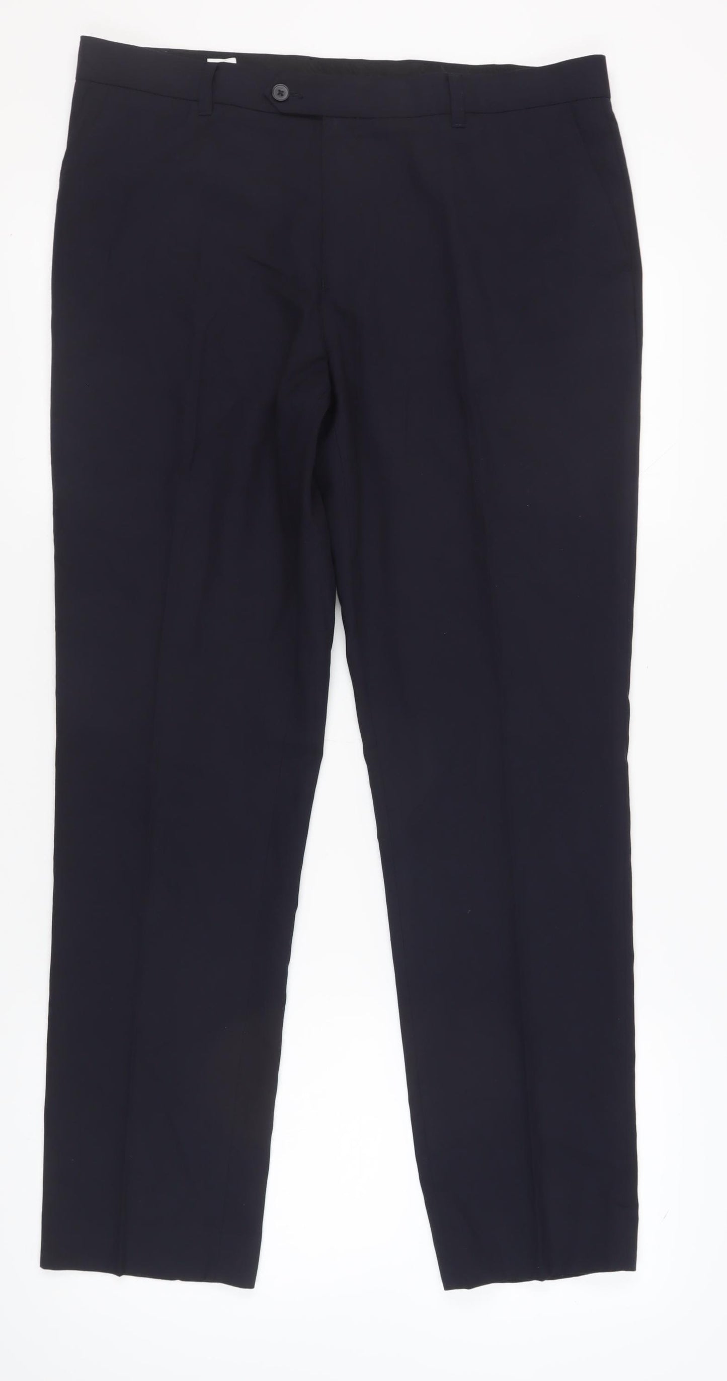 Next Men's Black Trousers 36 Inch Waist, Stylish Flat Front