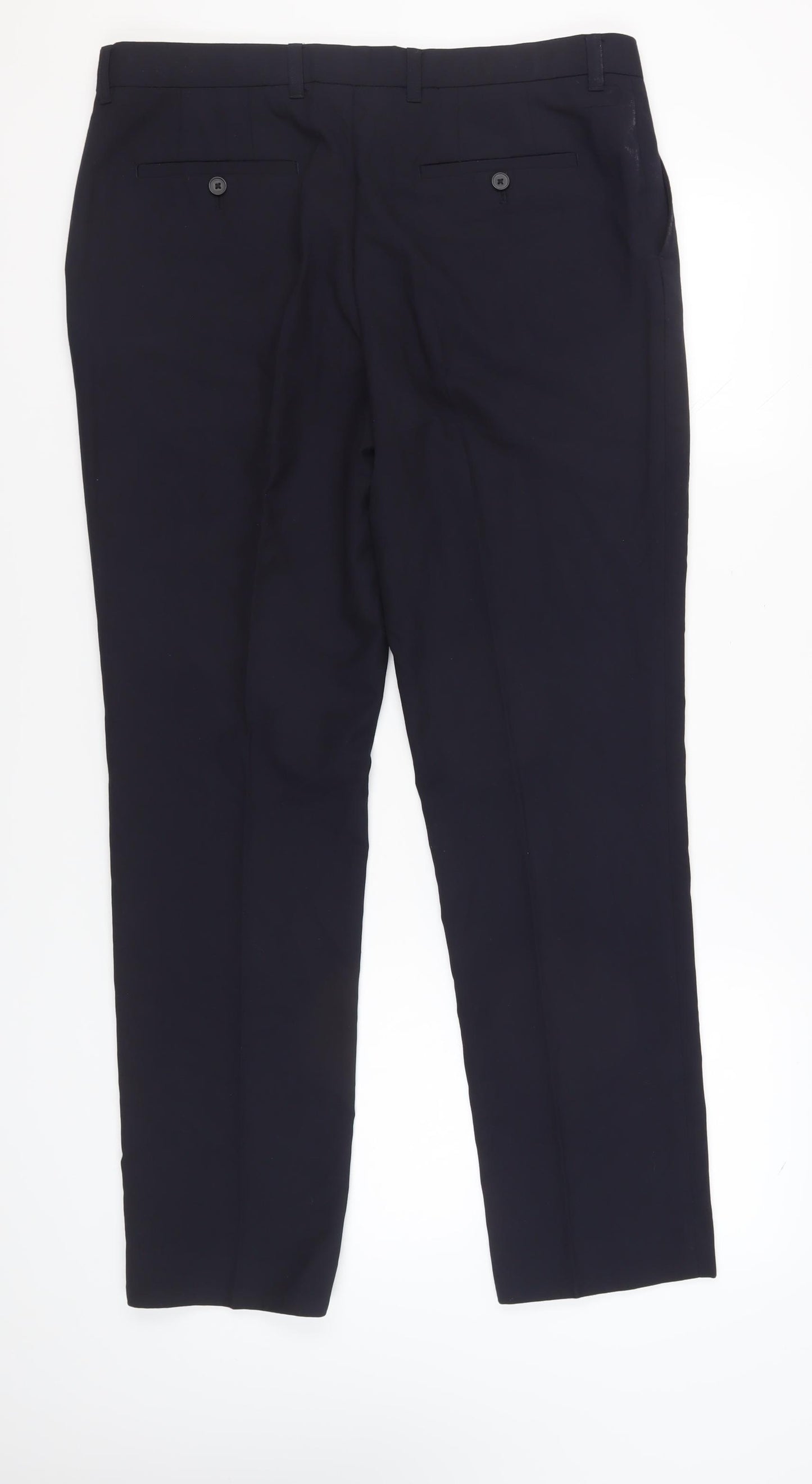 Next Men's Black Trousers 36 Inch Waist, Stylish Flat Front