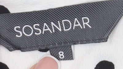 SOSANDAR Women's White Polka Dot Midi Dress - Size 8