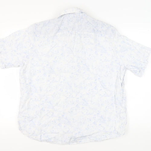 Marks and Spencer Men's White XL Floral Linen Shirt