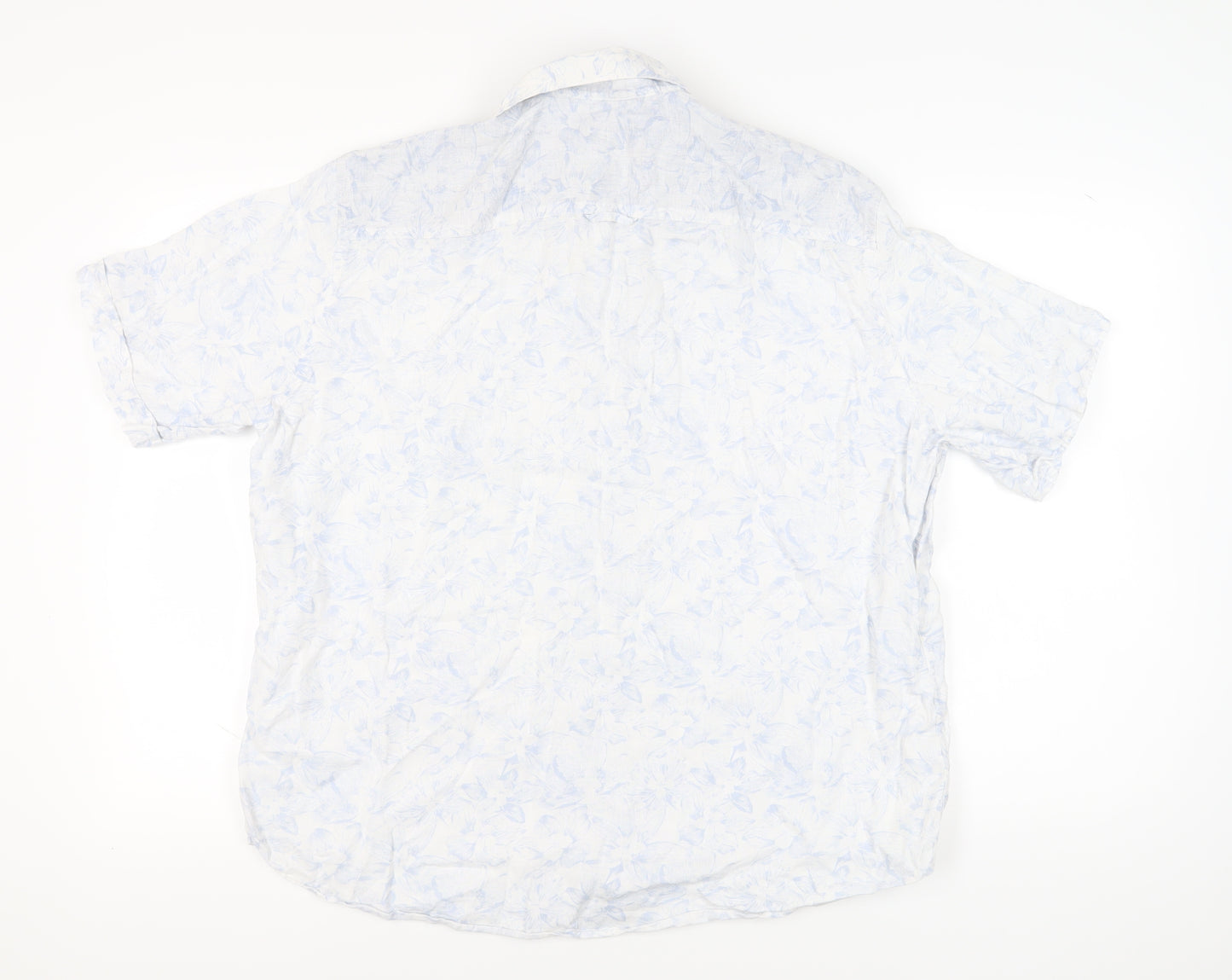 Marks and Spencer Men's White XL Floral Linen Shirt