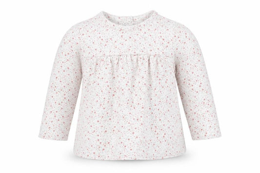 Front view of The Little White Company unisex baby floral blouse 0-3m