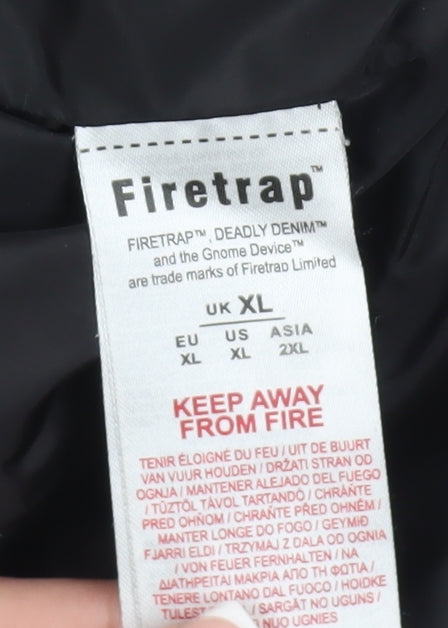 Firetrap Men's Black XL Quilted Jacket, Casual Style