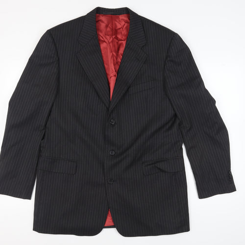 Scott & Taylor Black Striped Blazer for Men 44L