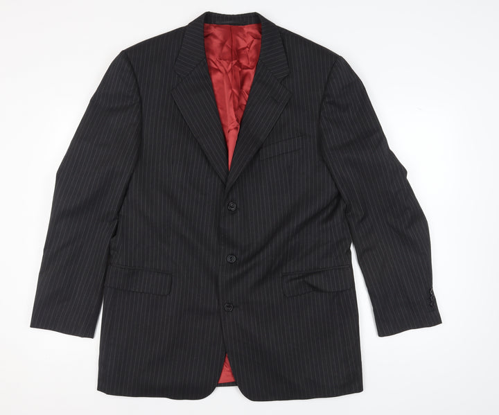 Scott & Taylor Black Striped Blazer for Men 44L