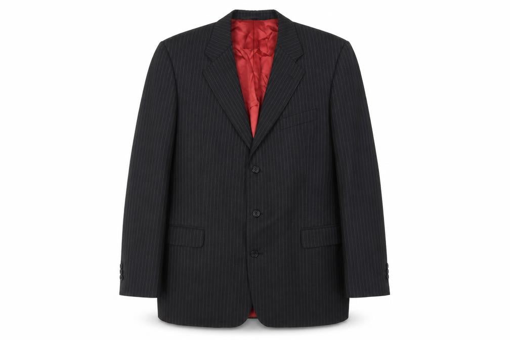 Front view of Scott & Taylor Black Striped Blazer for Men 44L
