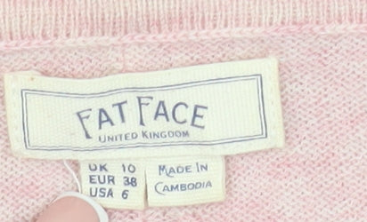 Fat Face Women's Pink Cardigan Size 10 Wool Blend