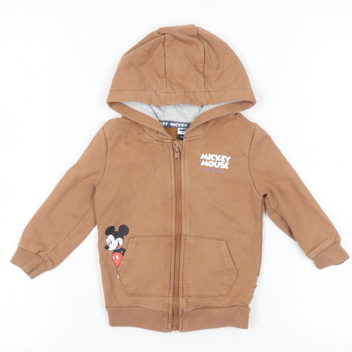 George Boys Brown Mickey Mouse Full Zip Hoodie 2-3 Years