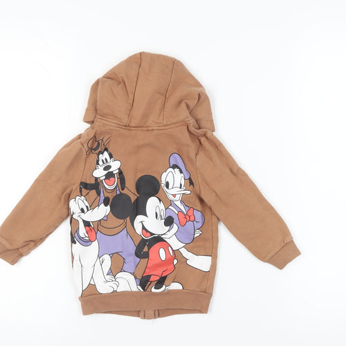 George Boys Brown Mickey Mouse Full Zip Hoodie 2-3 Years