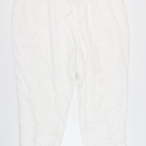 Lands' End Women's Plus White Linen Trousers