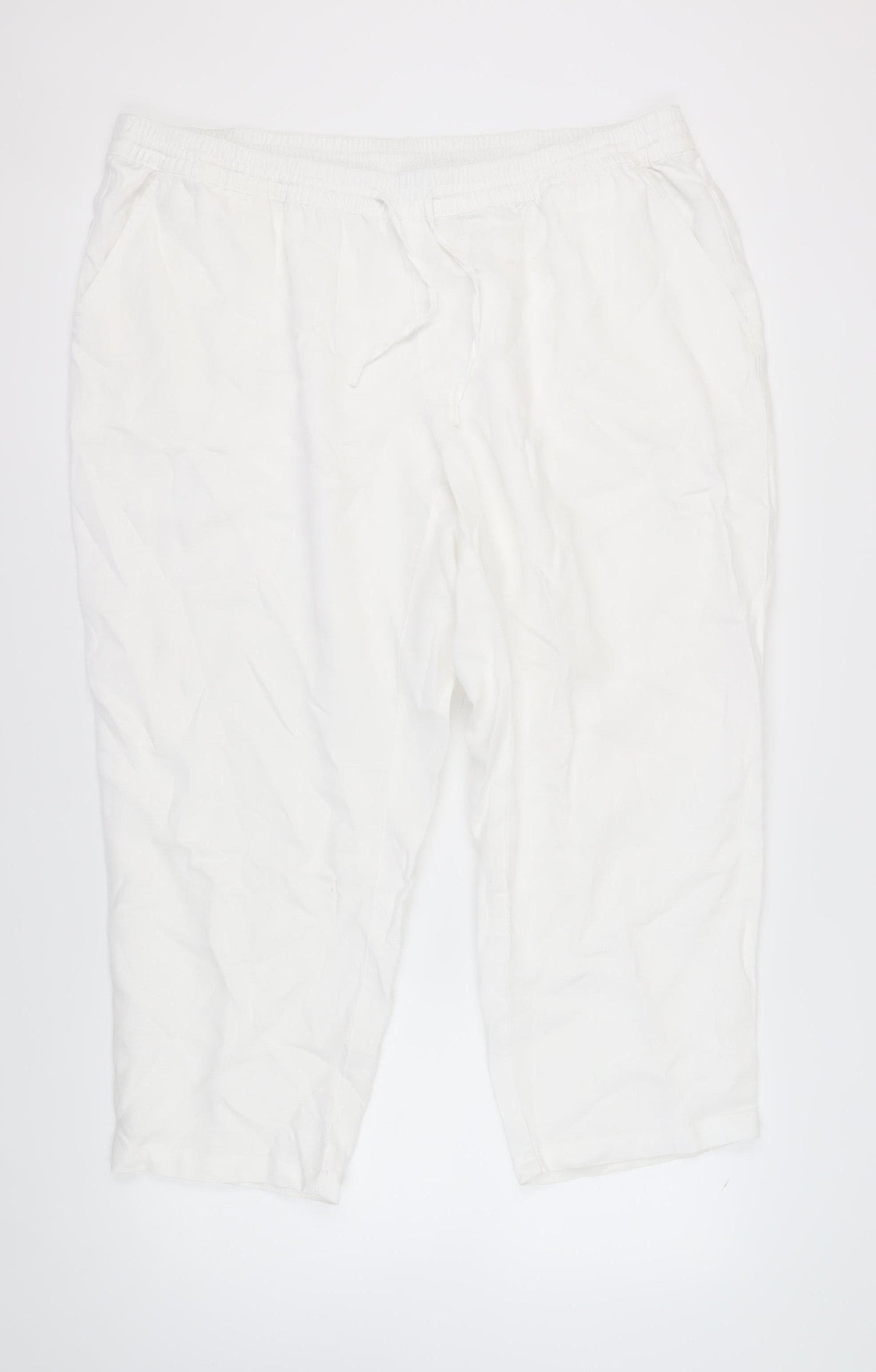 Lands' End Women's Plus White Linen Trousers