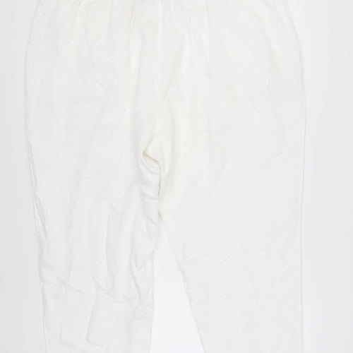 Lands' End Women's Plus White Linen Trousers